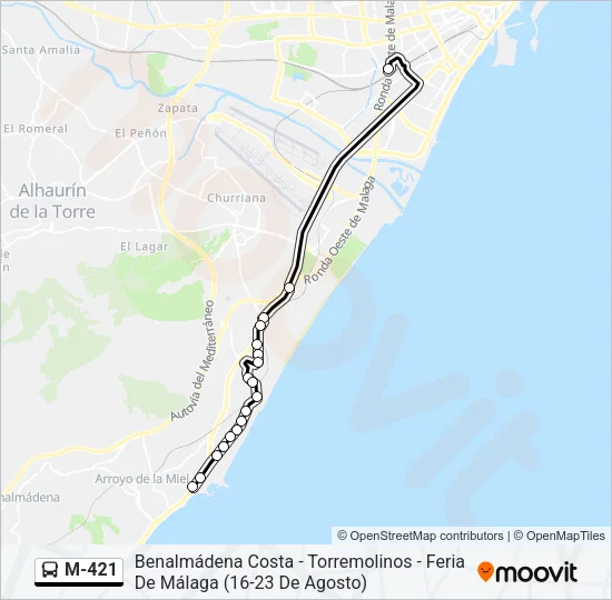 M-421 Bus Line Map