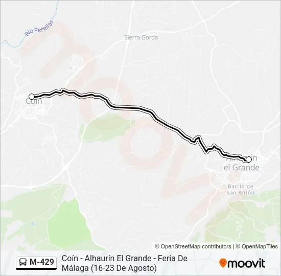 M-429 Bus Line Map