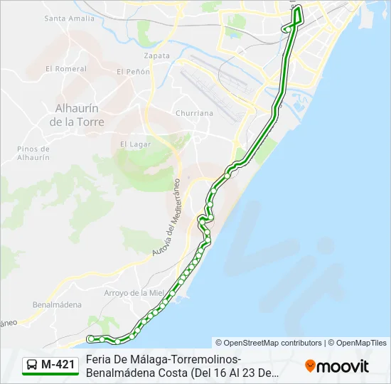 M-421 Bus Line Map