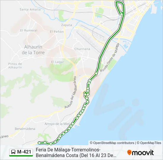 M-421 Bus Line Map