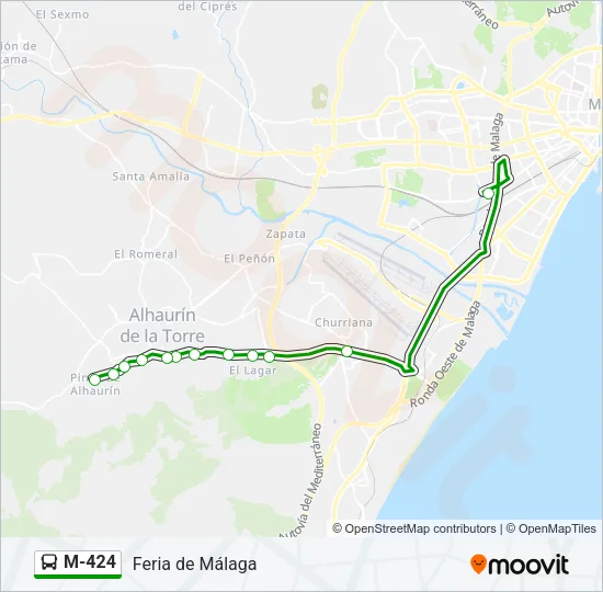 M-424 Bus Line Map