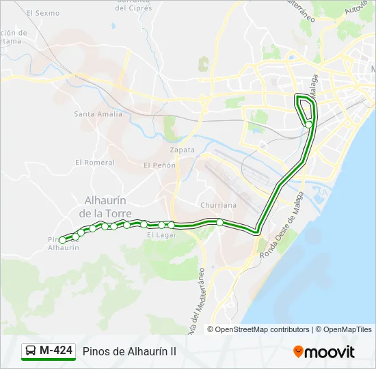 M-424 Bus Line Map