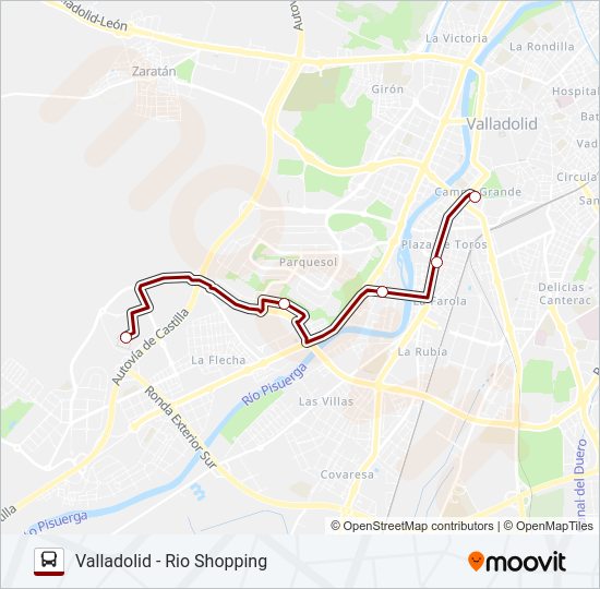 Mapa de VALLADOLID - RIO SHOPPING de autobús