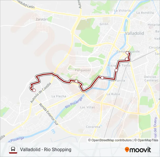 VALLADOLID - RIO SHOPPING Bus Line Map