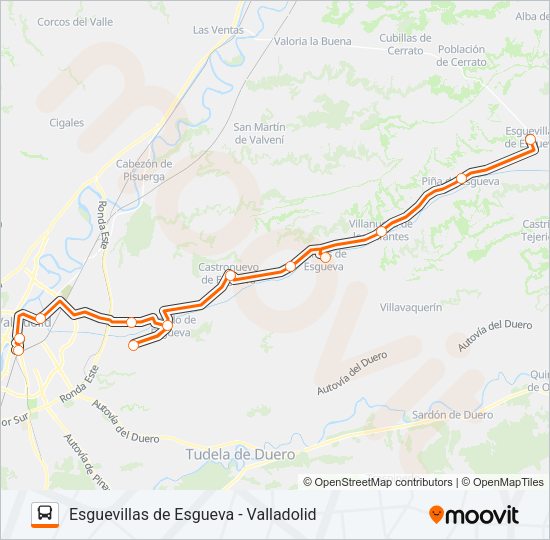Mapa de ESGUEVILLAS DE ESGUEVA - VALLADOLID de autobús