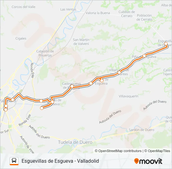 ESGUEVILLAS DE ESGUEVA - VALLADOLID Bus Line Map