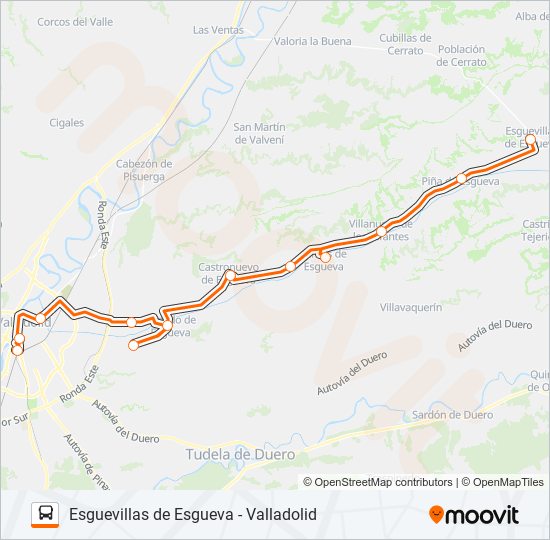 ESGUEVILLAS DE ESGUEVA - VALLADOLID bus Line Map