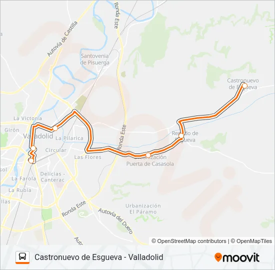 CASTRONUEVO DE ESGUEVA - VALLADOLID Bus Line Map
