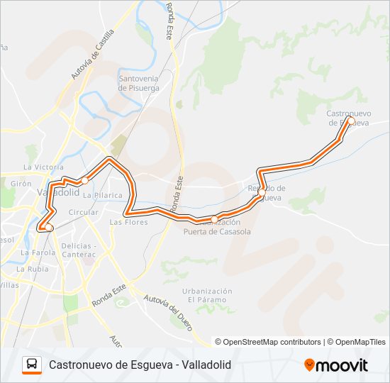 Mapa de CASTRONUEVO DE ESGUEVA - VALLADOLID de autobús