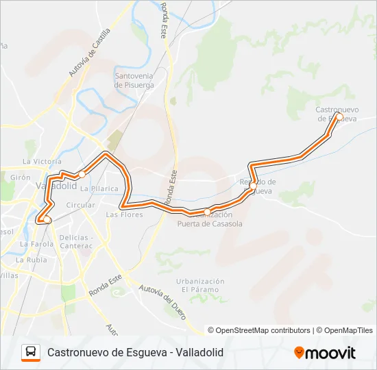 CASTRONUEVO DE ESGUEVA - VALLADOLID Bus Line Map