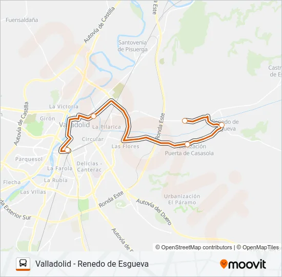 VALLADOLID - RENEDO DE ESGUEVA Bus Line Map