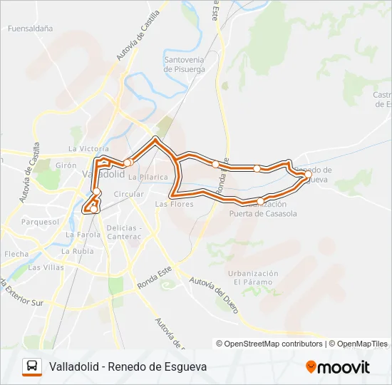 VALLADOLID - RENEDO DE ESGUEVA Bus Line Map
