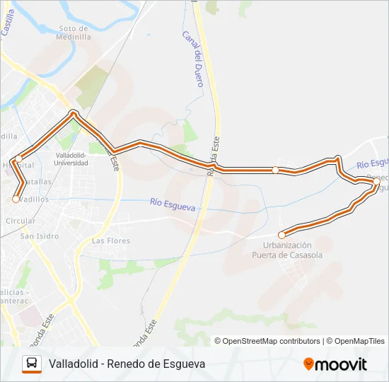 VALLADOLID - RENEDO DE ESGUEVA Bus Line Map