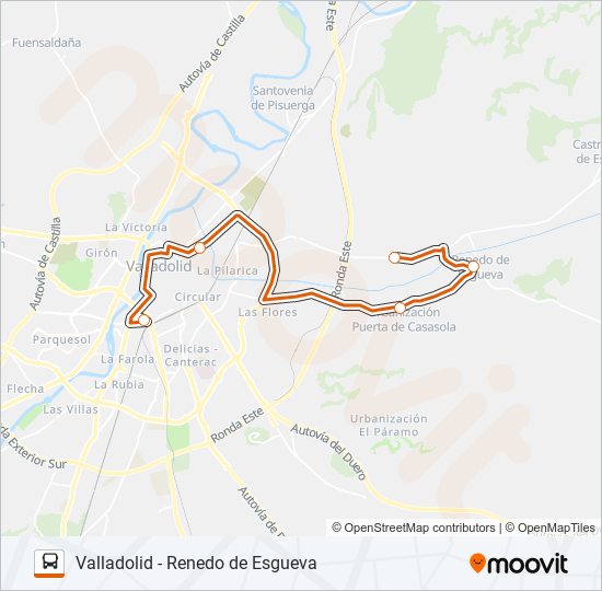 VALLADOLID - RENEDO DE ESGUEVA bus Line Map