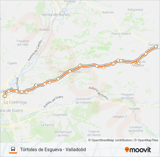 TÓRTOLES DE ESGUEVA -  VALLADOLID Bus Line Map