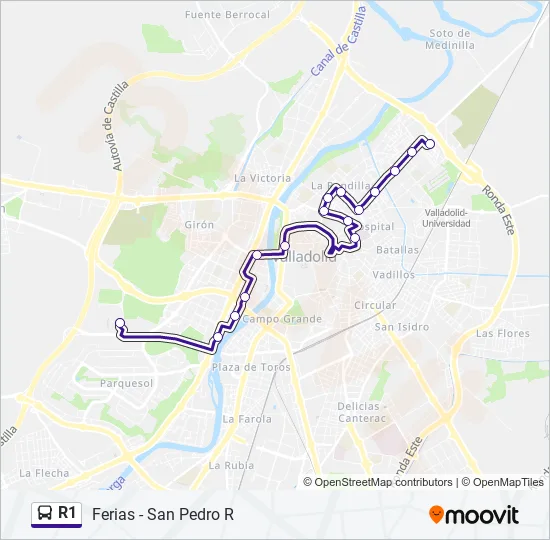 R1 Bus Line Map