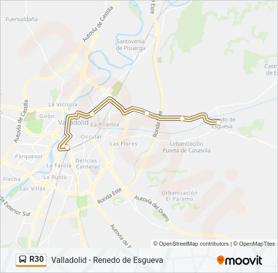 R30 Bus Line Map