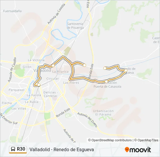 R30 Bus Line Map