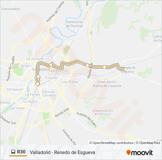 R30 Bus Line Map