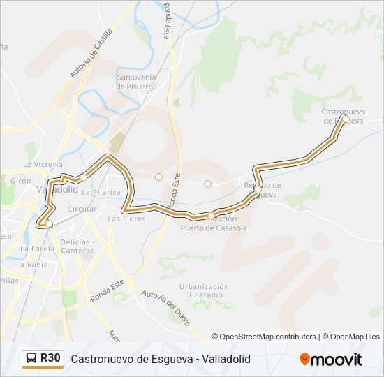 R30 Bus Line Map