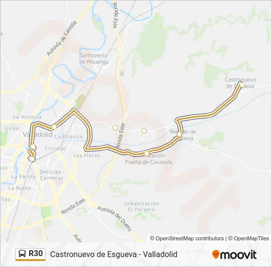 R30 Bus Line Map