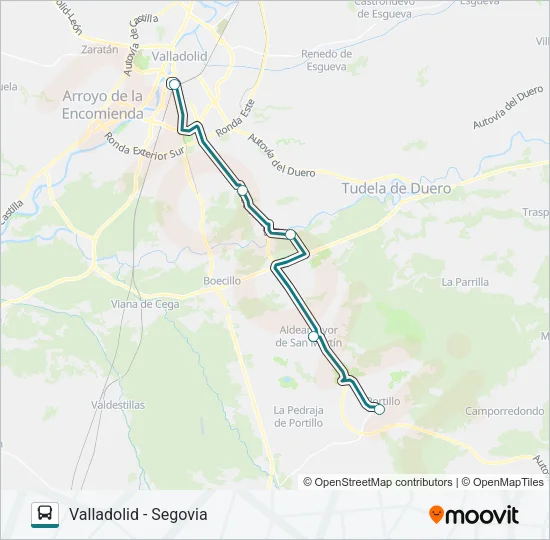 VALLADOLID - SEGOVIA Bus Line Map