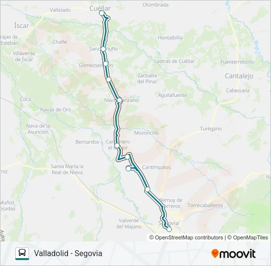 VALLADOLID - SEGOVIA Bus Line Map