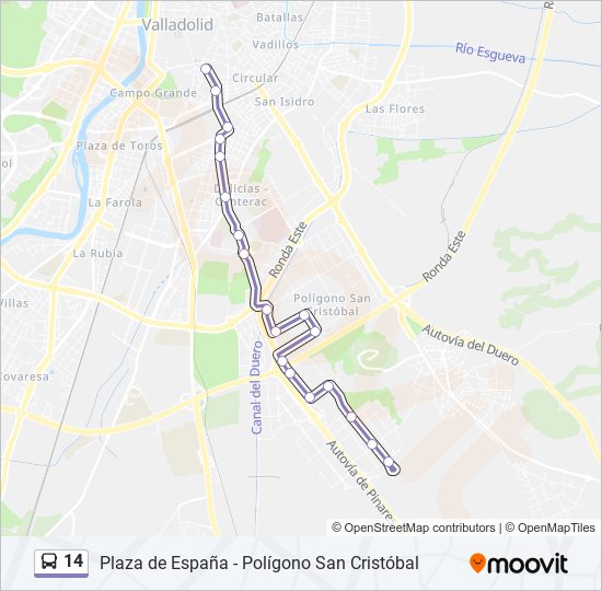 14 bus Mapa de línia