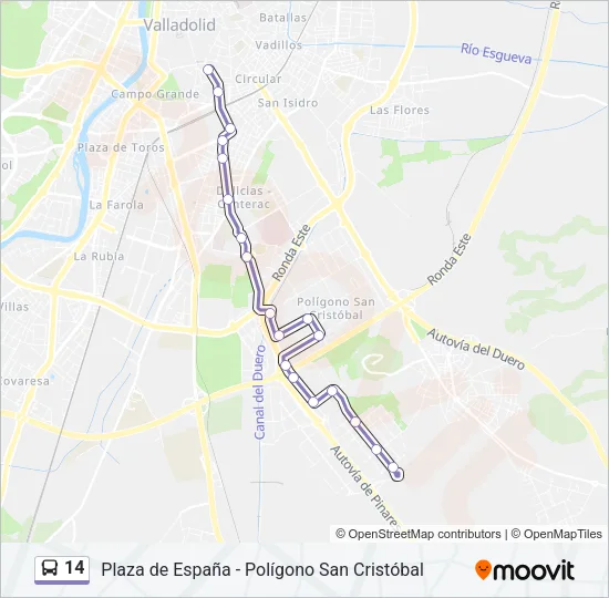 14 Bus Line Map