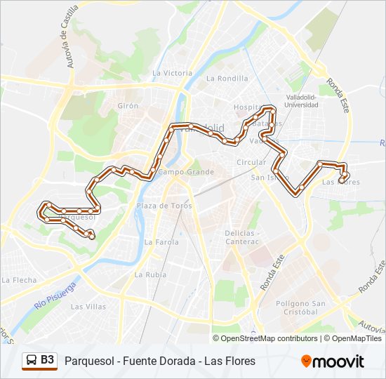 Mapa de B3 de autobús