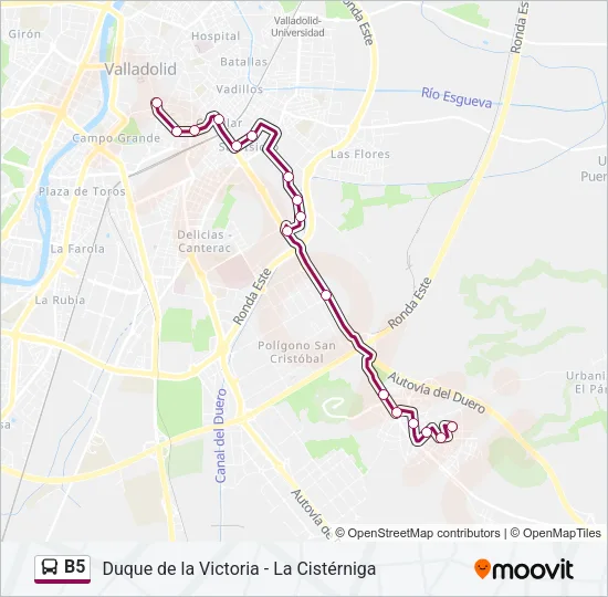 B5 bus Mapa de línia