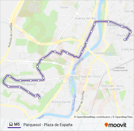 M5 Bus Line Map