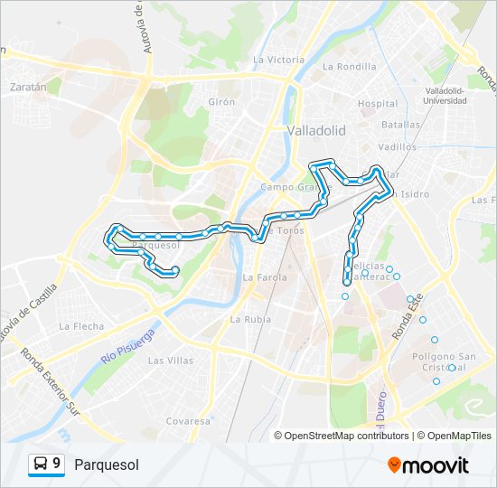 9 bus Mapa de línia