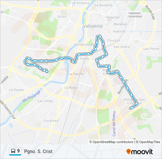 9 bus Mapa de línia