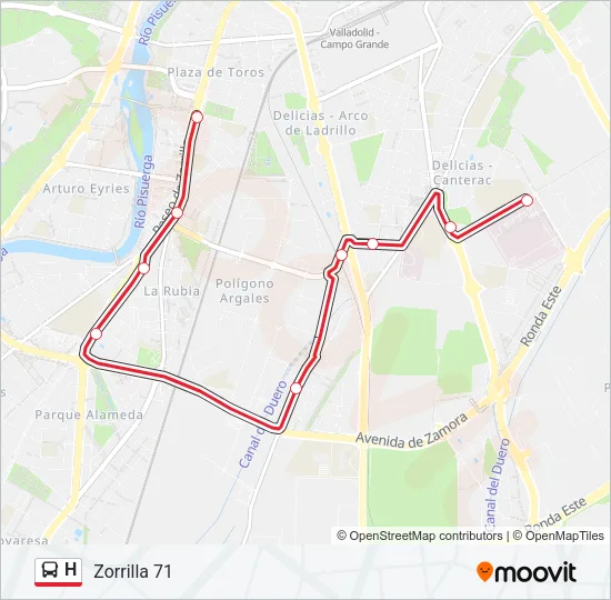 Mapa de H de autobús