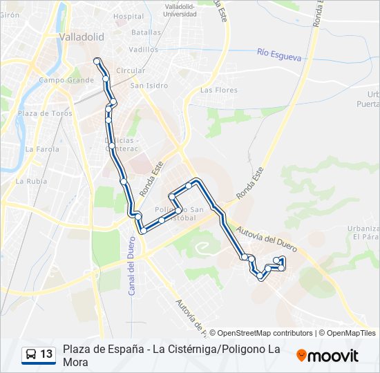 13 bus Mapa de línia