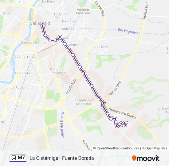 M7 bus Mapa de línia