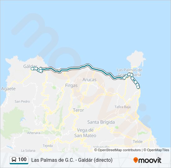 Mapa de 100 de autobús