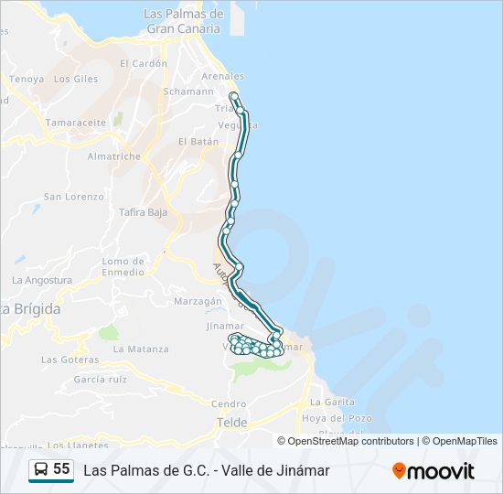 Mapa de 55 de autobús
