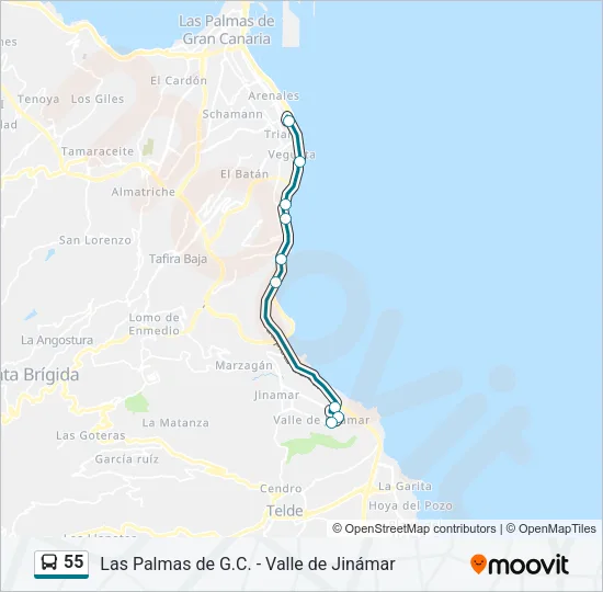 55 Bus Line Map