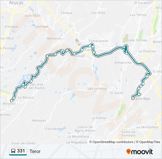 Mapa de 331 de autobús
