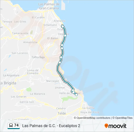 74 Bus Line Map