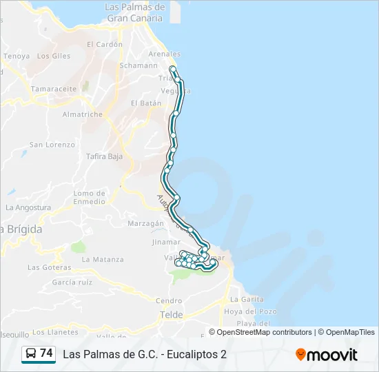 74 Bus Line Map