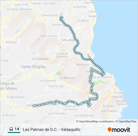 14 Bus Line Map
