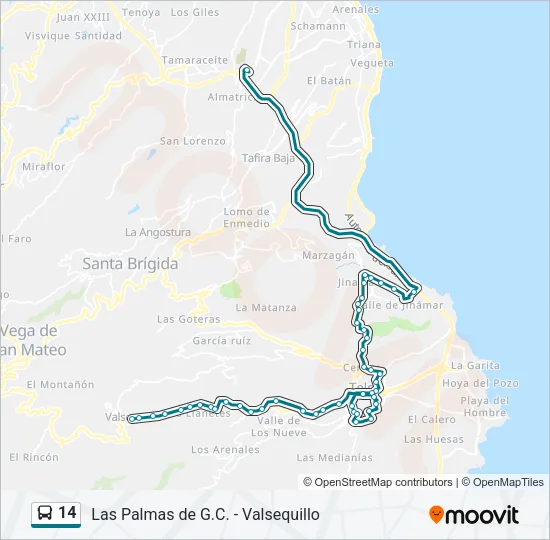 14 Bus Line Map