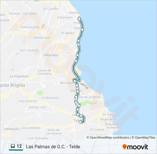 Mapa de 12 de autobús