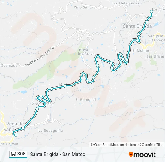 308 Bus Line Map
