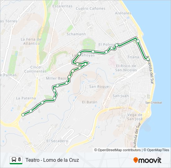 Mapa de 8 de autobús