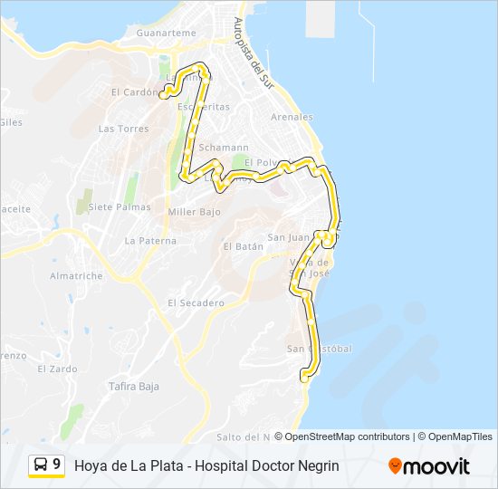 9 bus Mapa de línia