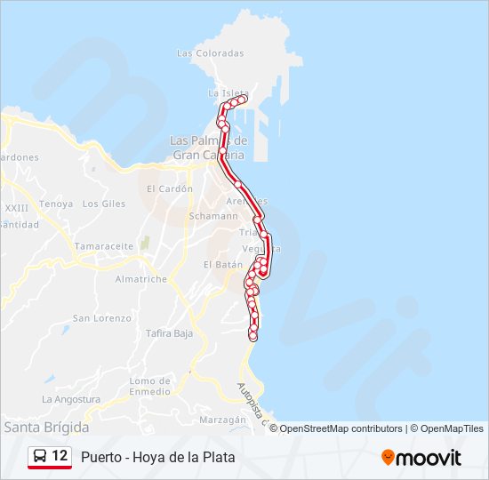 Mapa de 12 de autobús